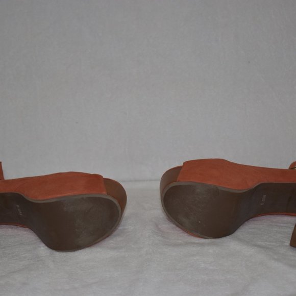 Like new Jeffery Campbell Foxy Wood Platform Sandals Burnt Orange 5.5 - Picture 4 of 4